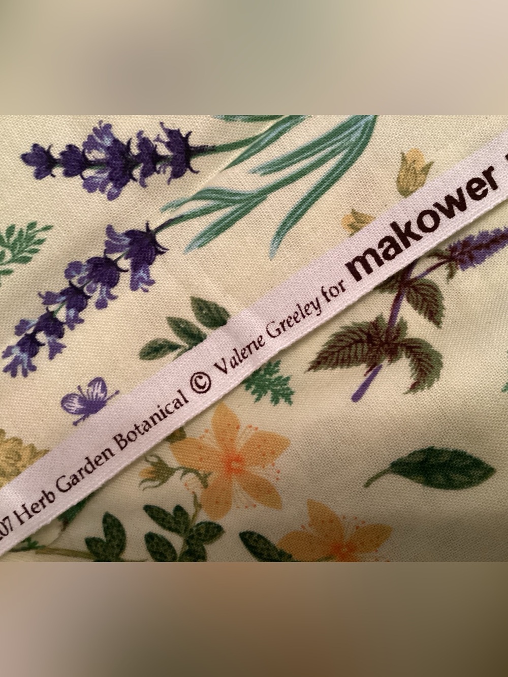 Herb flowers on Pale yellow fabric